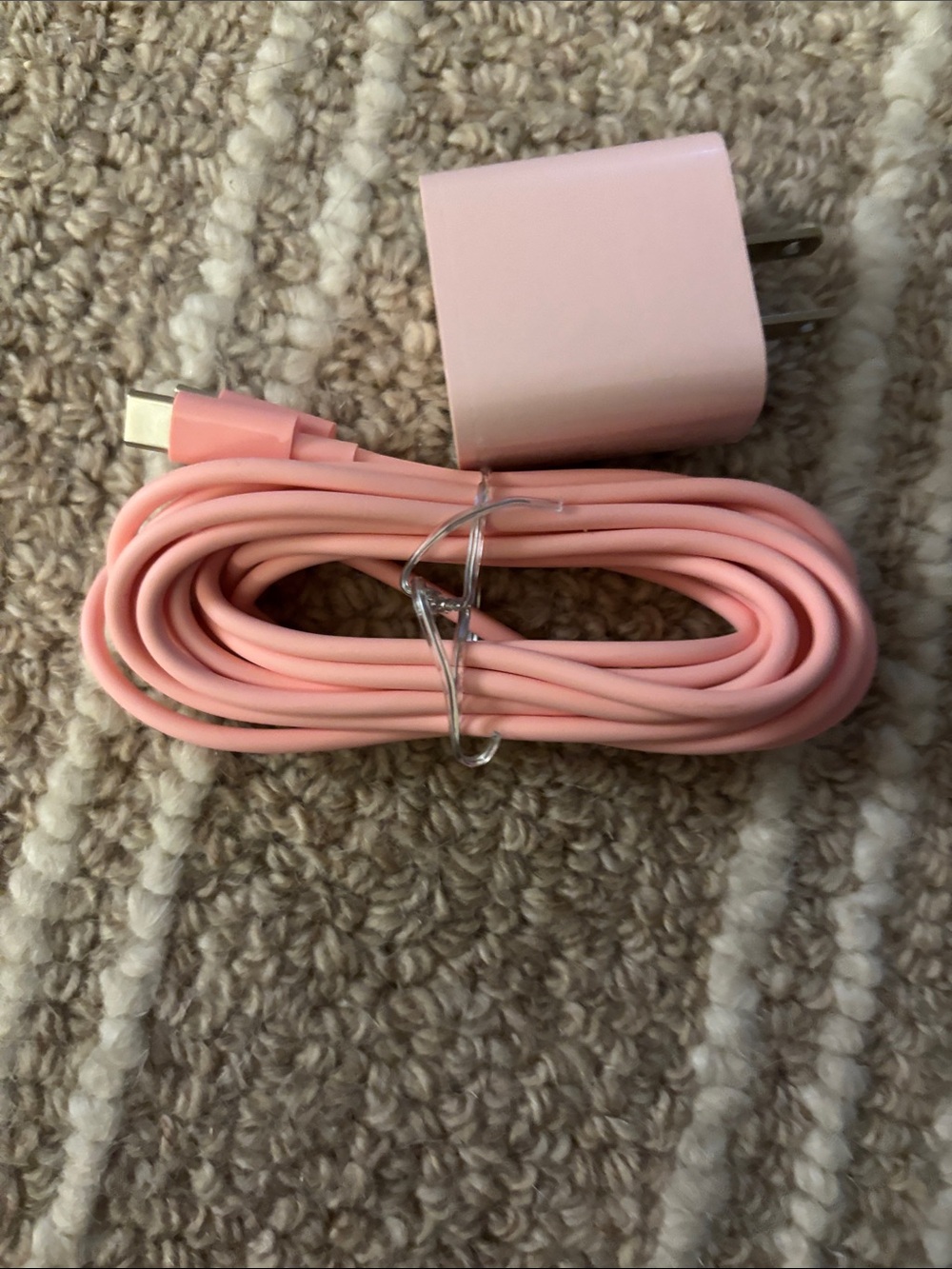 Pink USB-C Charging Cable and Wall Adapter - Compact Set